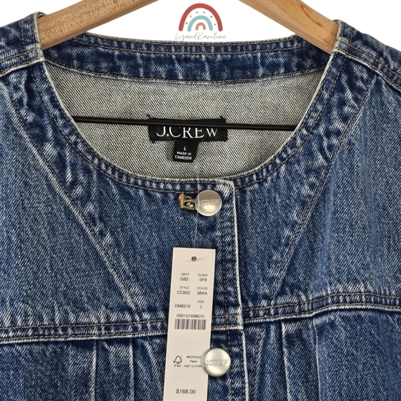 New! J. Crew Pleated Denim Lady Jacket - Picture 5 of 10